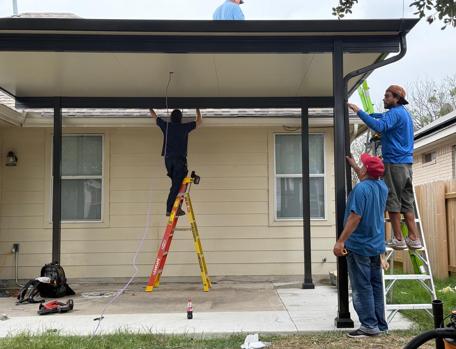Aluminium patio cover installation team - Austin TX