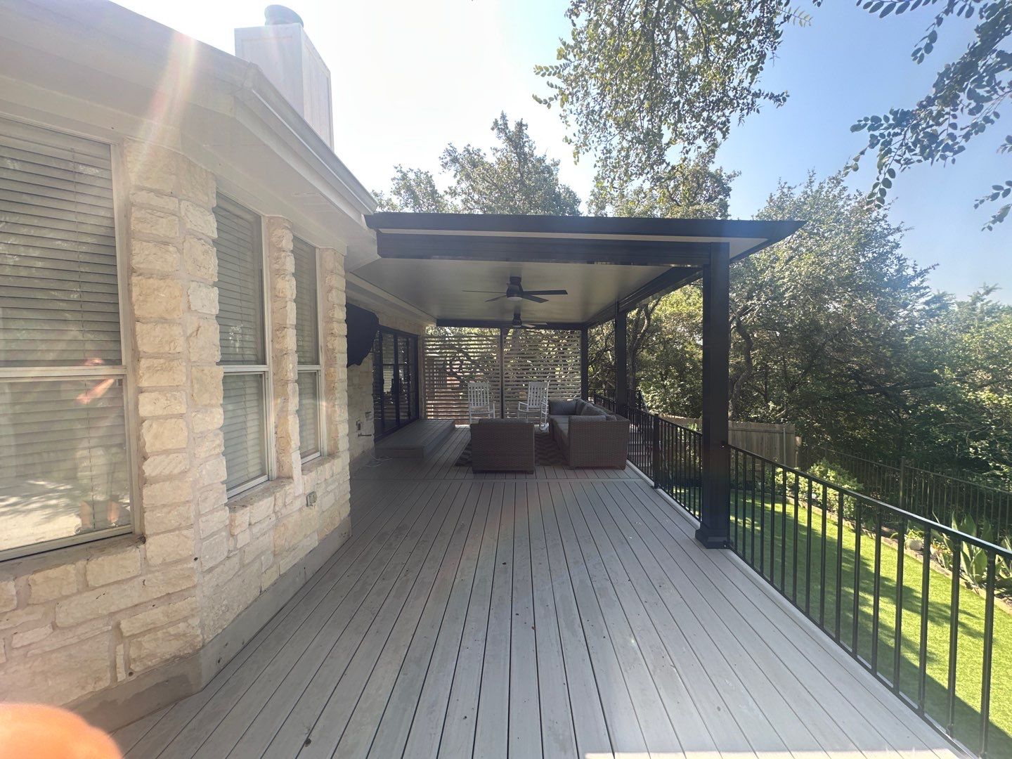 Covered patio project with outdoor seating - Austin TX